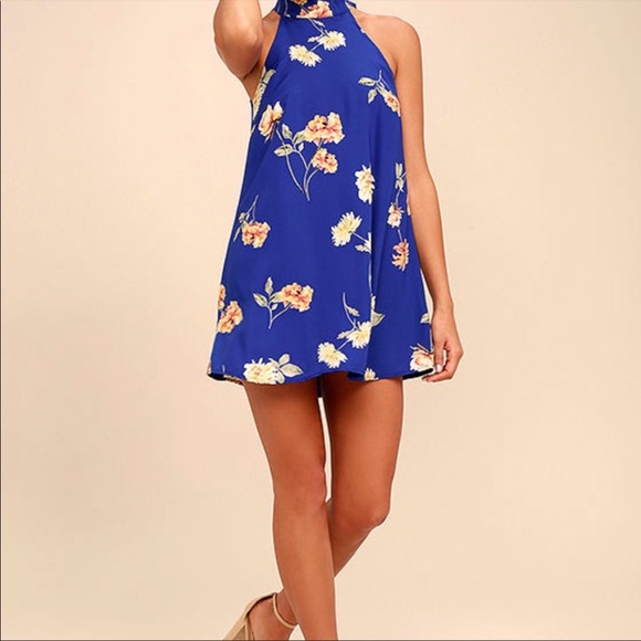 Lulus blue halter dress - Picture 1 of 3